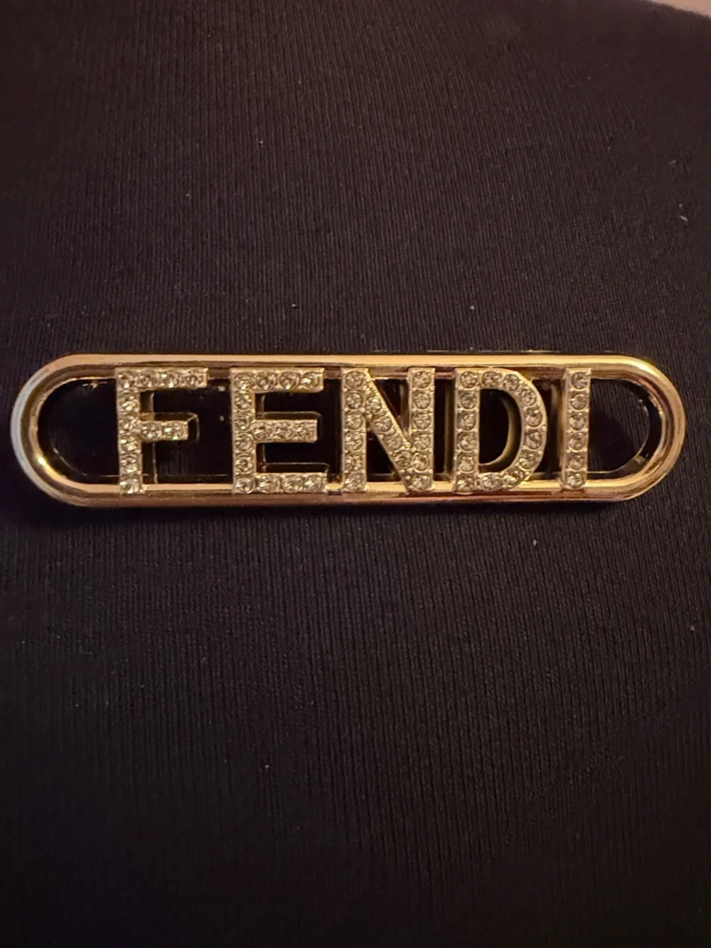 Gold Luxury Brooch Pin FENDI jewelry Crystal Designer logo silver ring necklace